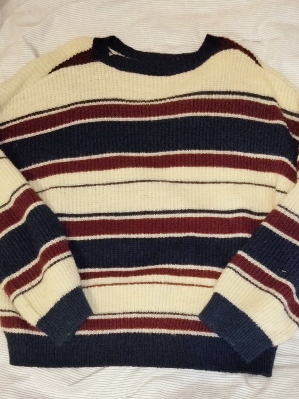 striped knit oversized sweater